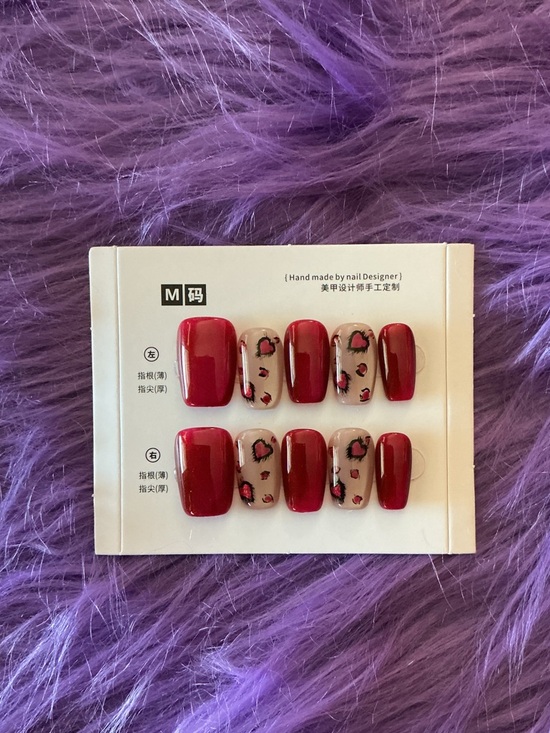 Other - Red Leopard Accent Press-On Nail Set